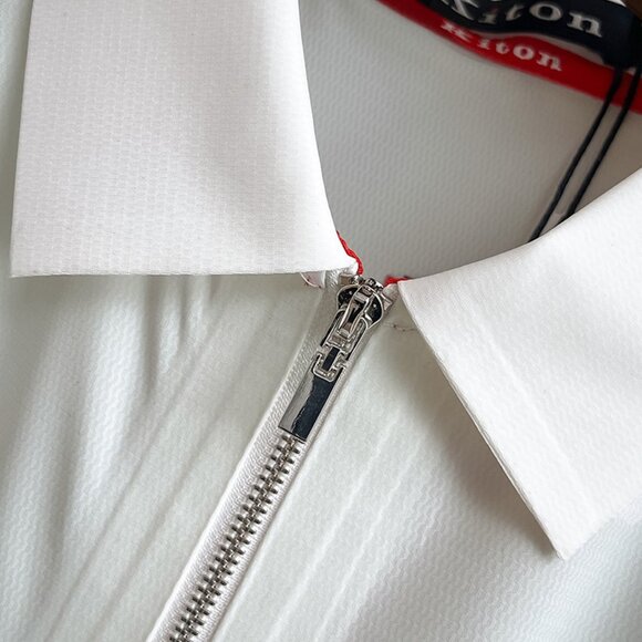 Kiton White Zipper Short-Sleeved Polo Shirt - Picture 6 of 8